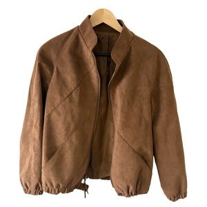 Jeffrey Banks Ultrasuede Jacket Women’s M Brown Zip Front Bomber Style